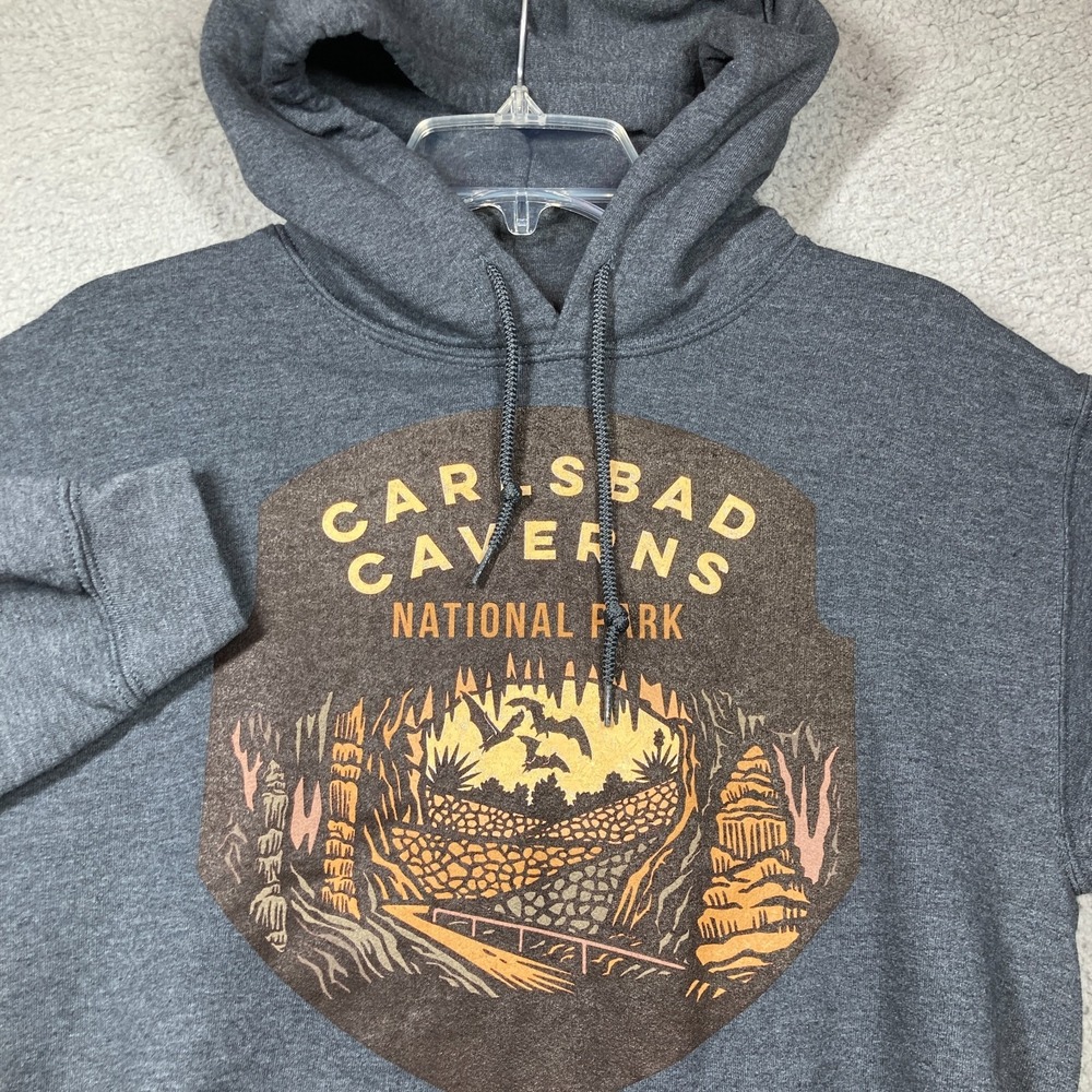 Carlsbad Caverns National Park Hoodie Adult Small Gray Long Sleeve Pullover